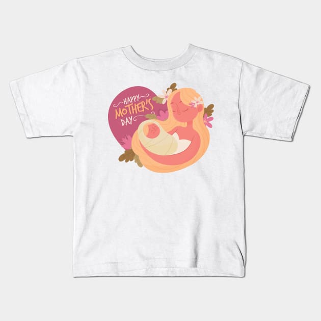 Mother and her Baby | Mother's Day Kids T-Shirt by edwardecho